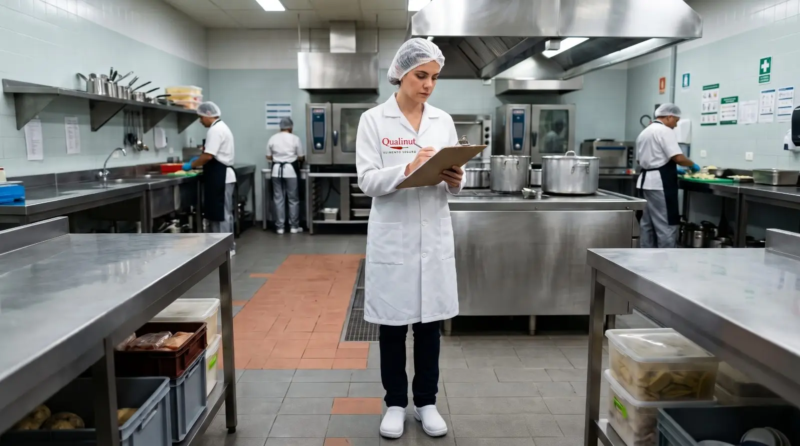 Nutricionista Qualinut em inspeção de cozinha